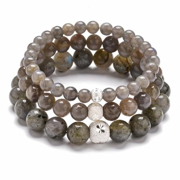 

beaded, strands style natural grey moonstone bracelet stone single circle for men or women jewelry wholesale, Black