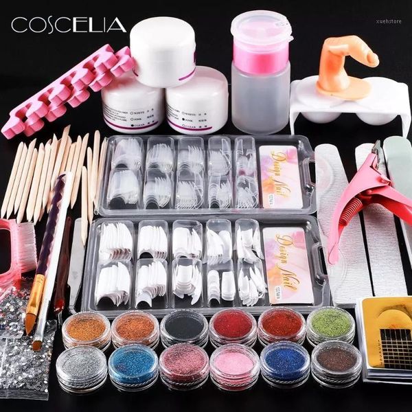 

nail art kits acrylic manicure kit 12 color glitter decoration pen brush false finger pump tools set1