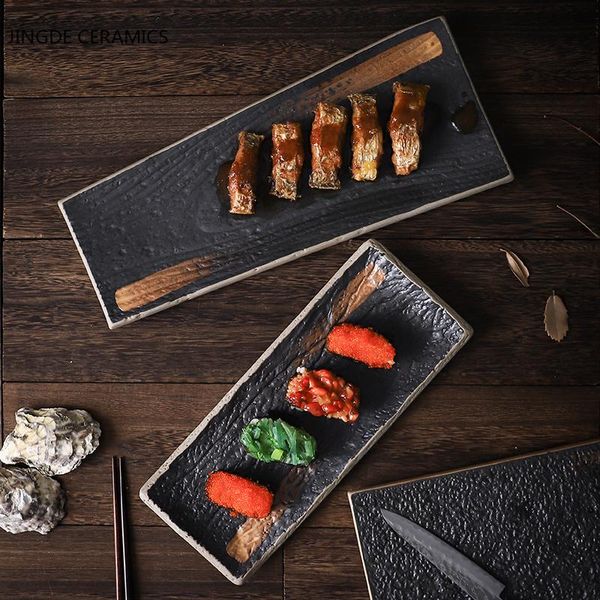 

dishes & plates 1 pc japanese style strip sushi ceramics restaurant beef pork plate chicken wings fruit home tableware supplies