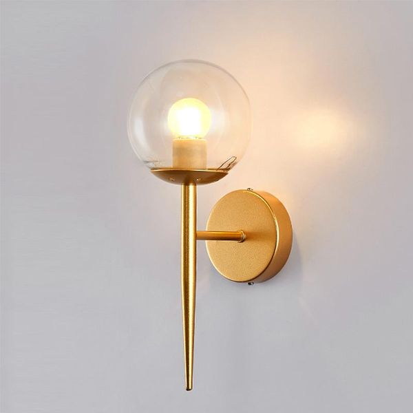 

decorative led wall lamp iron night reading beside home stairs vintage loft sconce lights glass ball gold black e27