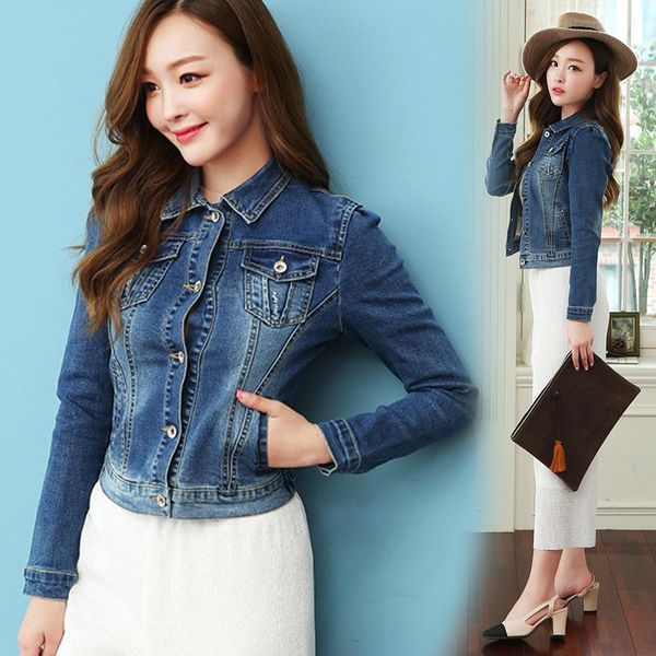 

women's jackets coat trend autumn spring style plus size s-6xl slim denim jacket ladies women short wild loose korean long sleeves, Black;brown