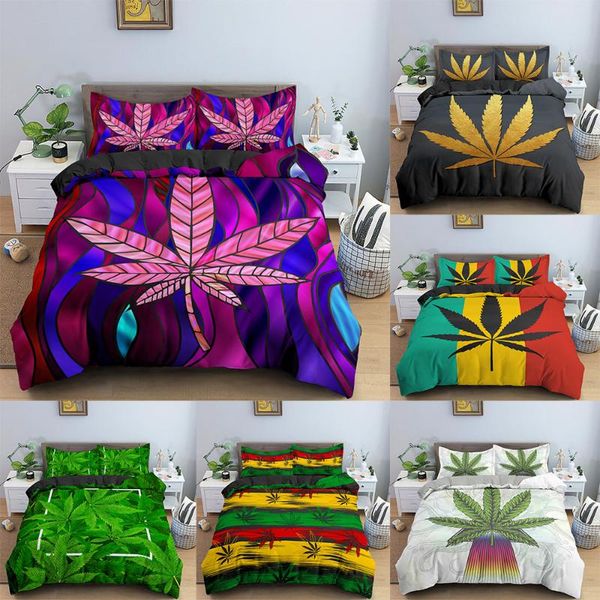

Drop Leaves Bedding Set Soft Microfiber Plant Duvet Cover Sets  King Size Quilt Covers With Pillowcase 2/3pcs