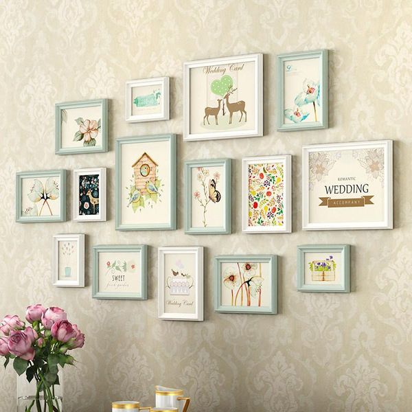 

frames and mouldings beautiful garden design light color wall hanging po 15pcs/set wooden picture frame hallway living room