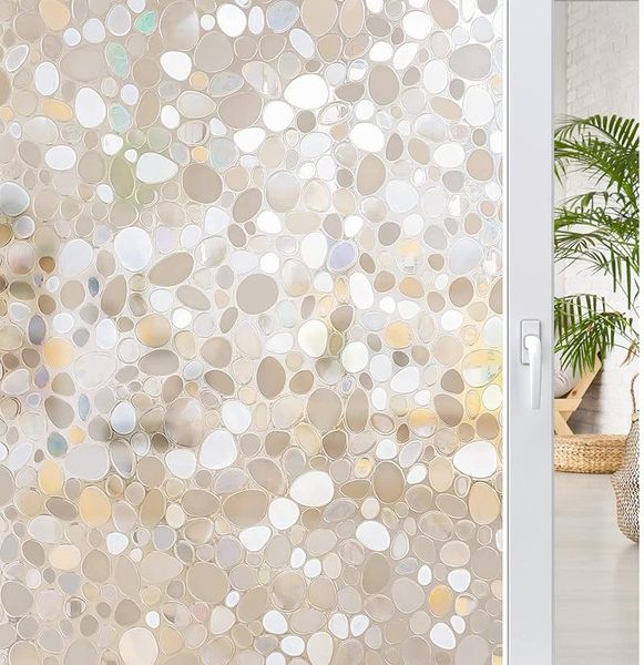 

window stickers rainbow privacy film, decorative glass clings, uv blocking covering, static cling non adhesive door