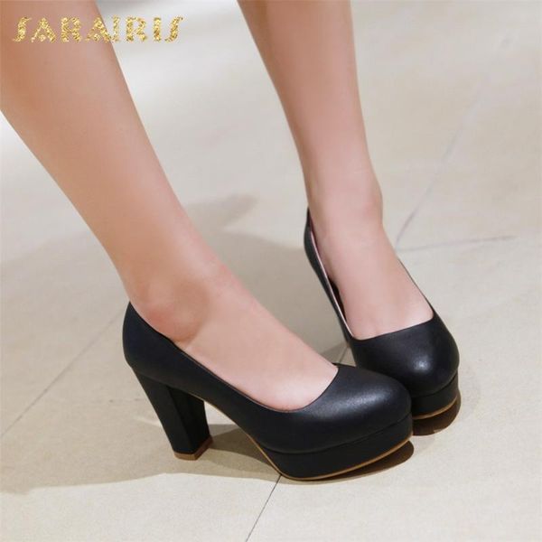 

dress shoes sarairis arrivals 2021 big size 43 square heels concise woman pumps female slip-on platform offices dressing, Black
