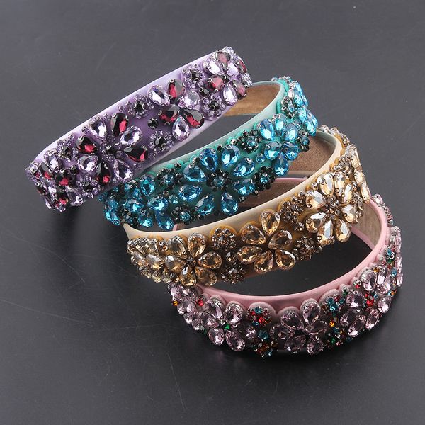 

fashion color rhinestone geometric headbands personality hair hoop ladies party travel hair accessories, Silver
