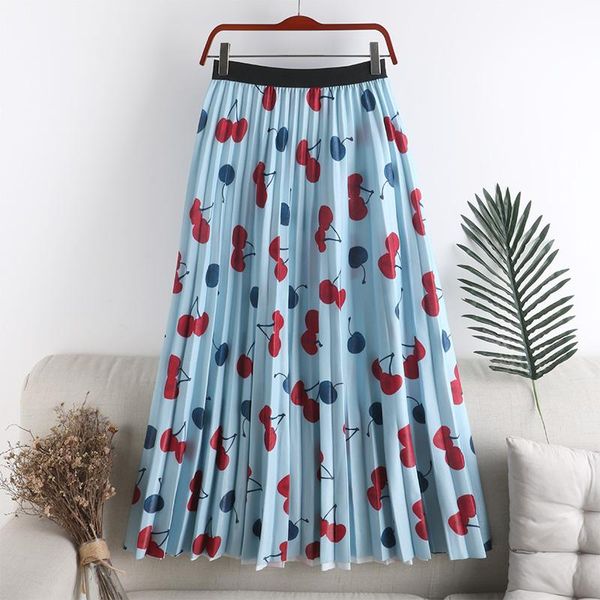 

skirts spring summer simple style high waist a-print dot pleated mid length skirt women's elegant fashion beboho, Black