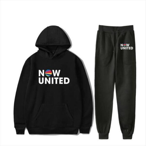 

now united casual sets mens tracksuits hoodies and pants two piece hooded sweatshirt outfit sportswear male suit clothing, Gray