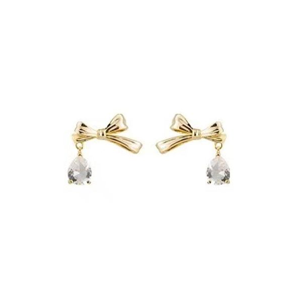 

dangle & chandelier bowknot light luxury niche design diamond earrings women 2021 payment temperament high-class sense fashion jewelry, Silver