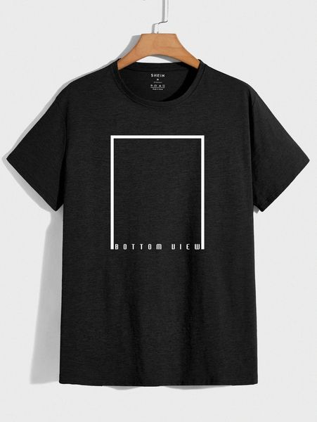 

men geo & letter graphic tee n6py#, White;black