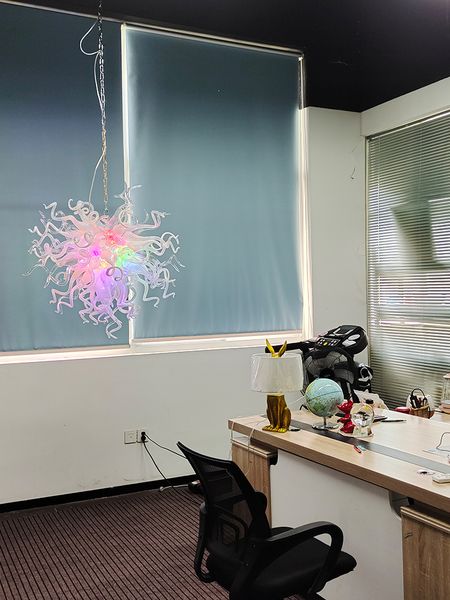 

handmade blown glass modern pendant lamps art chandelier lighting ac 110v 240v colored murano led light source hanging chain living room cha
