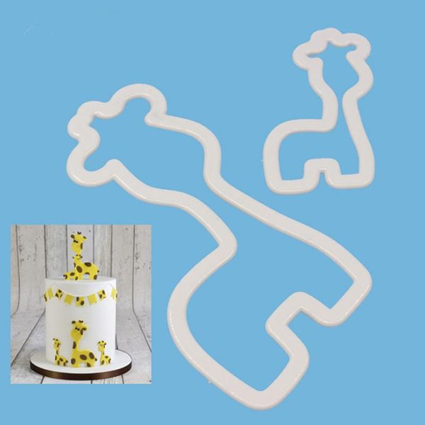 

cake tools 2021 2pcs giraffe biscuit slice animal molding plastic mold flirting diy
