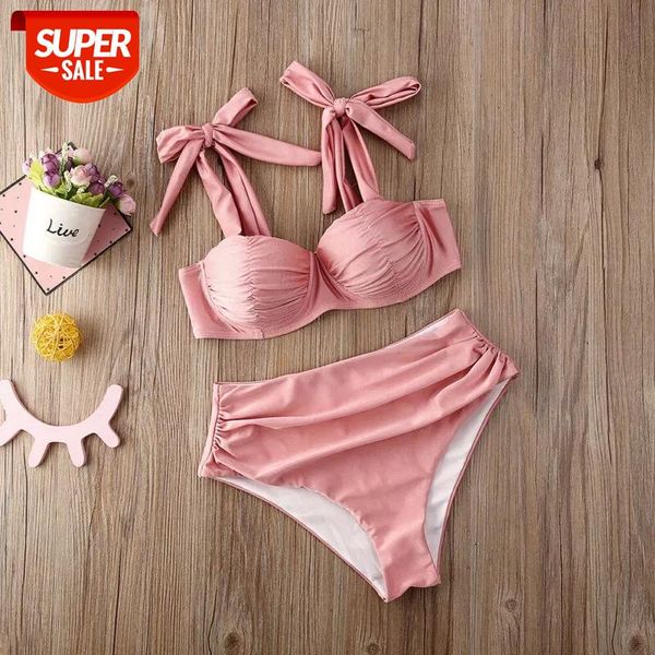 

pink bikini swimwear for women bathing suit bandeau bikinis 2020 mujer micro swimsuit female push up two-piece summer #j03r, White;black