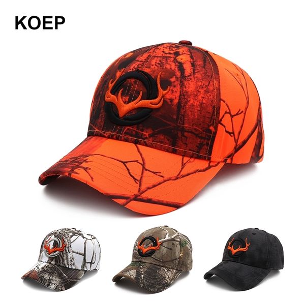 

koep 2021 new camo baseball cap fishing caps men outdoor hunting camouflage jungle hat 3d deer head hiking casquette hats, Black;white