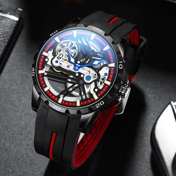 

ailang herenhorloge 007 luxury automatic mechanical stianless steel waterproof multifunctional company polshorloges, Slivery;brown