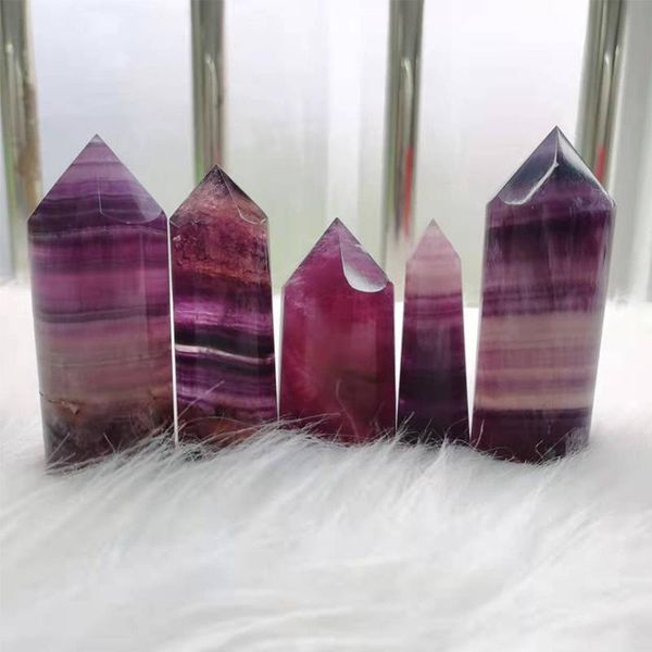 

decorative objects & figurines reiki purple fluorite round points crystal healing quartz obelisk for home decoration zy