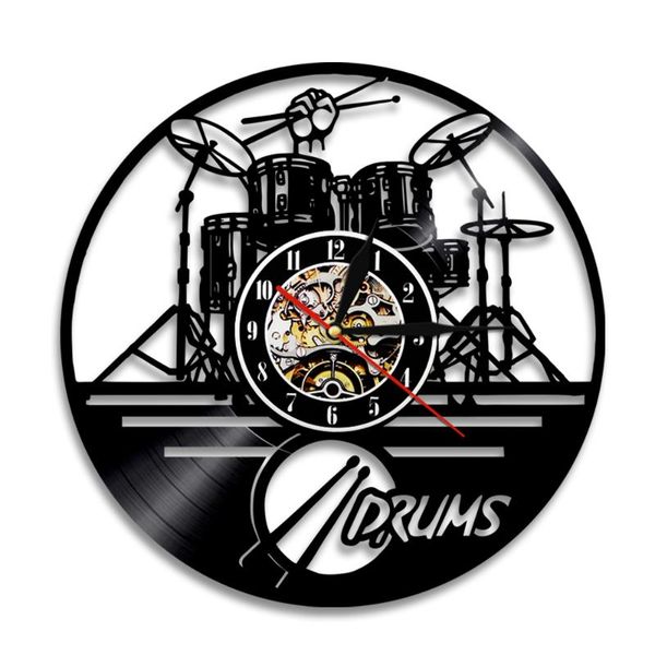 

wall clocks guitar drums set illuminated led backlight clock music record modern design band member fan handmade gift