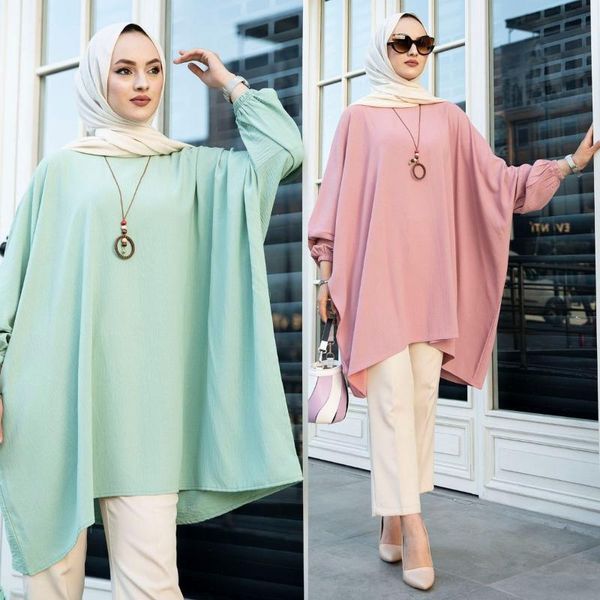 

ethnic clothing bat sleeve aerobin tunic unlined shabby zero collar long seasonal women muslim fashion hijab stylish comfortab, Red