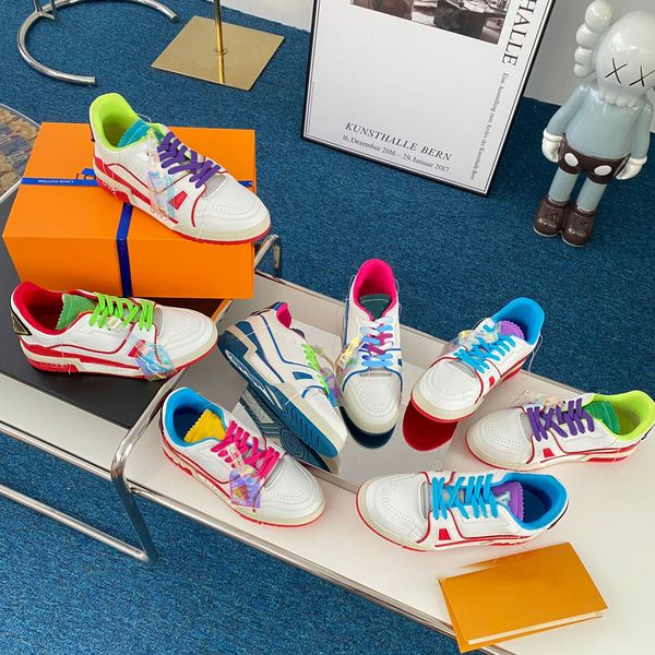 

trainer sneaker men causal shoes fashion woman leather lace up platform sole sneakers white black mens womens velvet suede 35-45