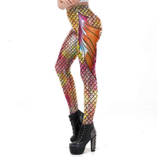 

leggings selling 3d women's mermaid fish scale printed kdk1921 2021 high-end atmosphere fashion trend avant-garde sexy, Black
