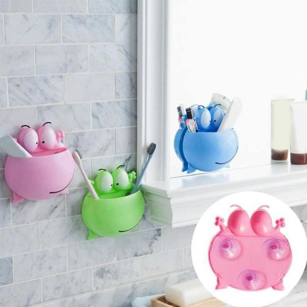 

bath accessory set 3pcs toothbrush holder wall mount suction cup toothpaste storage cartoon rack