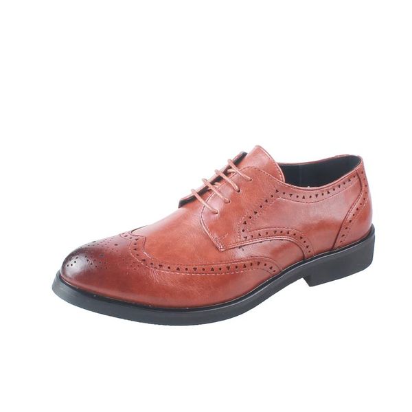 

men's leather shoes brock carved british style trendy plus size dress, Black