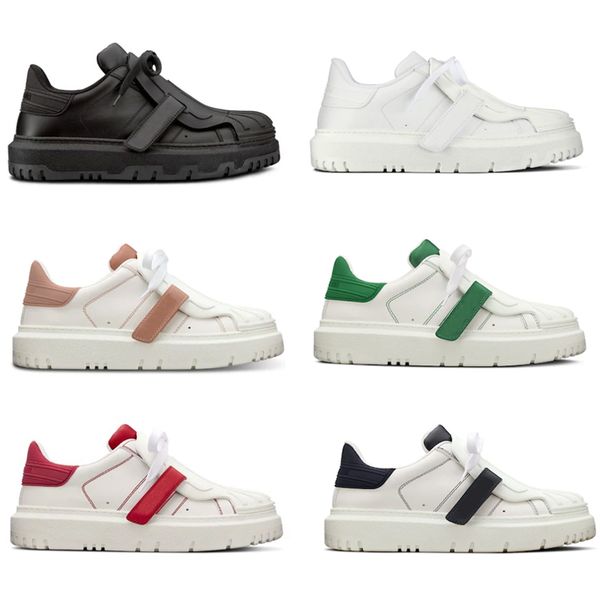 

women designer id sneaker white calfskin sneakers platform trainers rubber toe casual shoes with box, Black