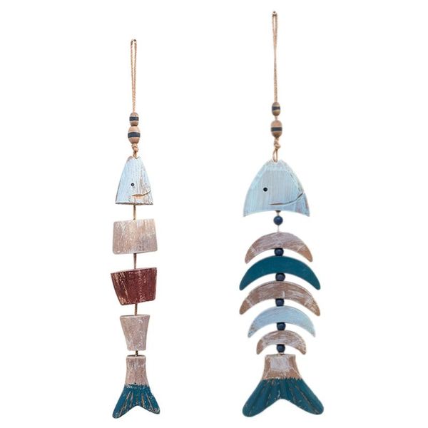 

decorative objects & figurines wooden decor fish bones with beads beach theme wall door hanging ornament nautical decoration