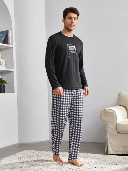 

men game cabinet graphic plaid lounge set s3vg#, Black;brown