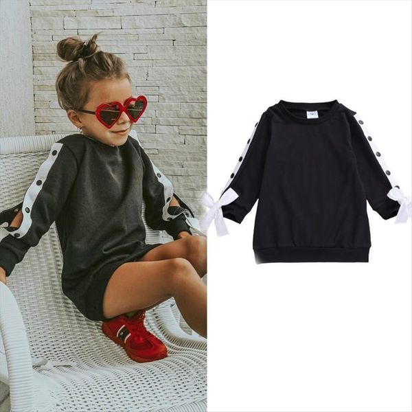 

2 7y toddler baby girl dresses kids girls hollow sleeve sweatshirt long autumn winter pullover straight mini outfits, Red;yellow