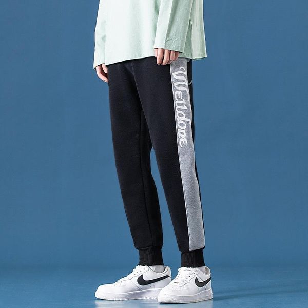 

wimilous spring casual sports pants men's korean version of the trend trousers and feet tide brand loose, Black