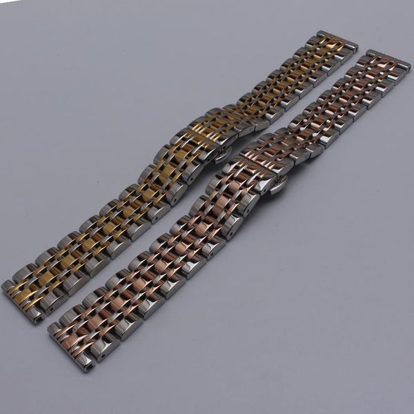 

watch bands stainless bracelet steel solid metal watchband butterfly buckle strap 18mm 20mm 22mm 24mm wristwatches band gold silver, Black;brown