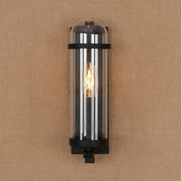 

outdoor wall lamps waterproof retro cylindrical glass lamp industrial restaurant bar study wrought iron