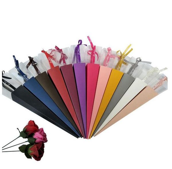 Creative Single Rose Back Box Flowers Presente Wrap Mãe Dia dos Namorados Dobrável Folding Flor Caixas