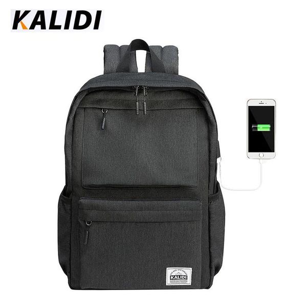 

backpack kalidi canvas school bag usb chargering men women casual lapfor universtity rucksack daypack oxford bags