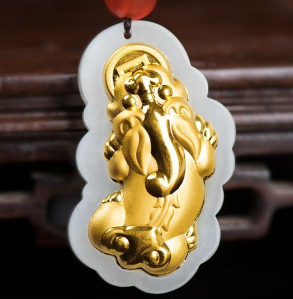 

lockets hetian jade pendant, gold inlaid pendanth58#, Silver