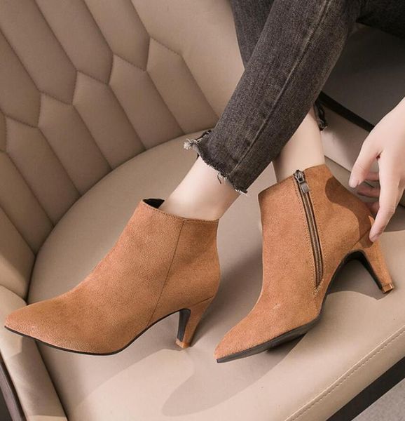 

boots women's ankle elastic fabric winter autumn warm plush ladies shoes black female fashion platfrom short boot woman
