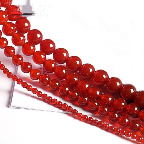 Pietre di agata rossa da 4mm-18mm Perline Prodotti semilavorati Pietra preziosa rotonda Sardonica per collana di braccialetti di perline Realizzazione di accessori di gioielli fai da te all'ingrosso