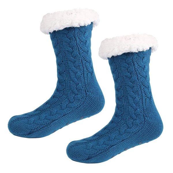 

sports socks winter cotton cute short anti-slip warm fleece low-cut boat with rubber grips casual floor women ankle, Black