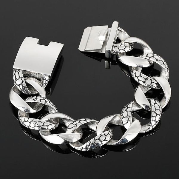 

charm bracelets jewels store 24mm wide men's wristband cuban chain gothic stainless steel bracelet jewelry for man js16193, Golden;silver