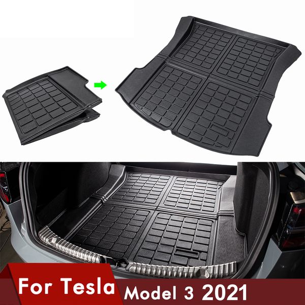 Modelo3 tapetes de tronco personalizados carro tronco de armazenamento de armazenamento de armazenamento de carga almofadas impermeáveis ​​para tesla modelo 3 2021 acessórios