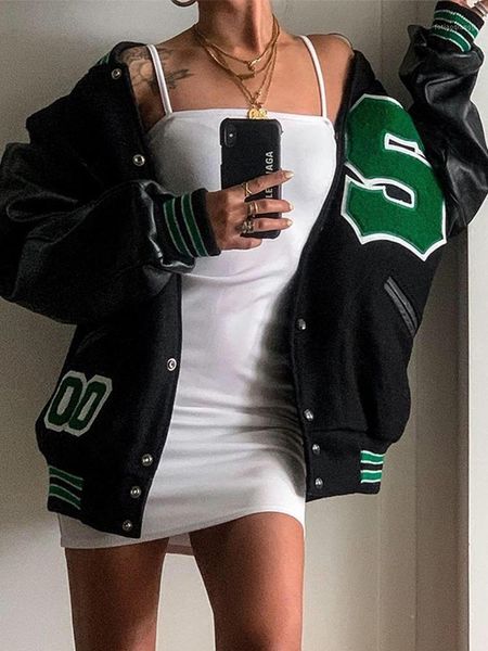 

women's jackets retro korean jacket baseball uniform pilot women fashion clothes streetwear oversized colorblock, Black;brown