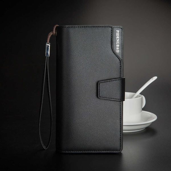 

the wallet business large capacity handbag long wallet multi card men's zipper wallet, Black