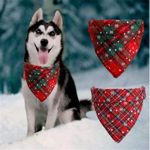 

dog apparel christmas scarves for dogs bandana classic plaid snowflake pattern pets scarf fashion warm triangle bibs