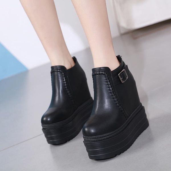 

women's boots, punk style platform high heels, autumn and winter boots, Black