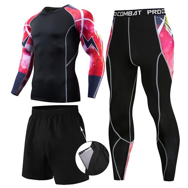 

men's tracksuits tight-fitting gym fitness sportwear quick-dry moisture wicking men running sports stitching fashion o-neck long-sleeve, Gray