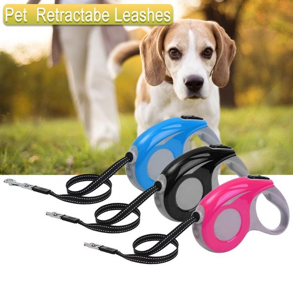 

dog collars & leashes reflective retractable leash adjustable for security warning pet leads with stripes safe night walking