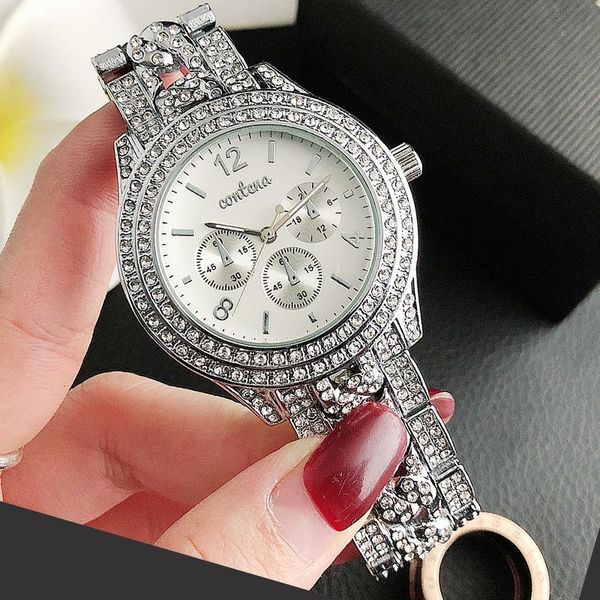 

wristwatches montre femme 2021 silver women's watches women quartz ladies stainless steel rhinestone wristwatch, Slivery;brown