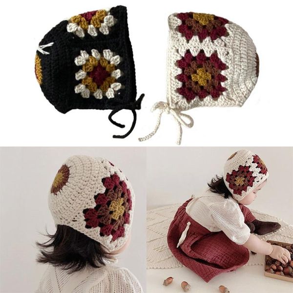 

baby knitted hat born embroidered cap infants autumn winter crochet beanie a2ub caps & hats, Yellow