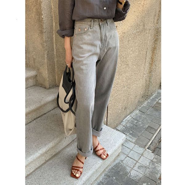 

spring women's high waist pants show thin tube loose, Blue